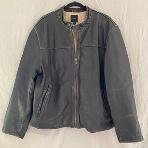 Express Mens‎ XL Jacket 100% Leather Biker Motorcycle Heavy Coat Brown
